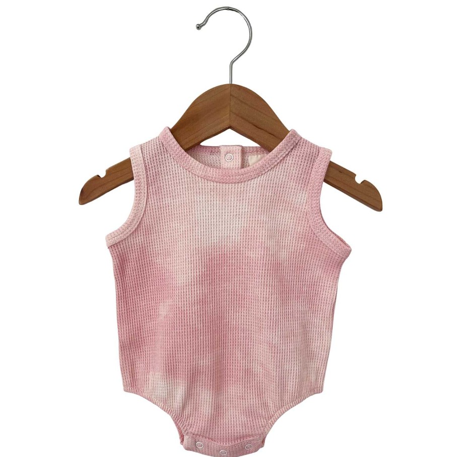 Girl SpearmintLOVE | Organic Waffle Bubble Romper, Ballet Pink Tie Dye