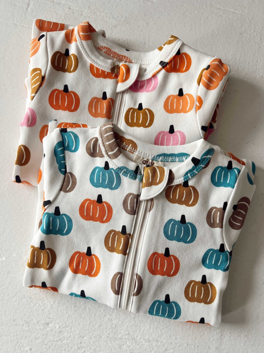 Boy SIIX Collection | Pumpkin Patch / Organic 2-Way Zip Romper