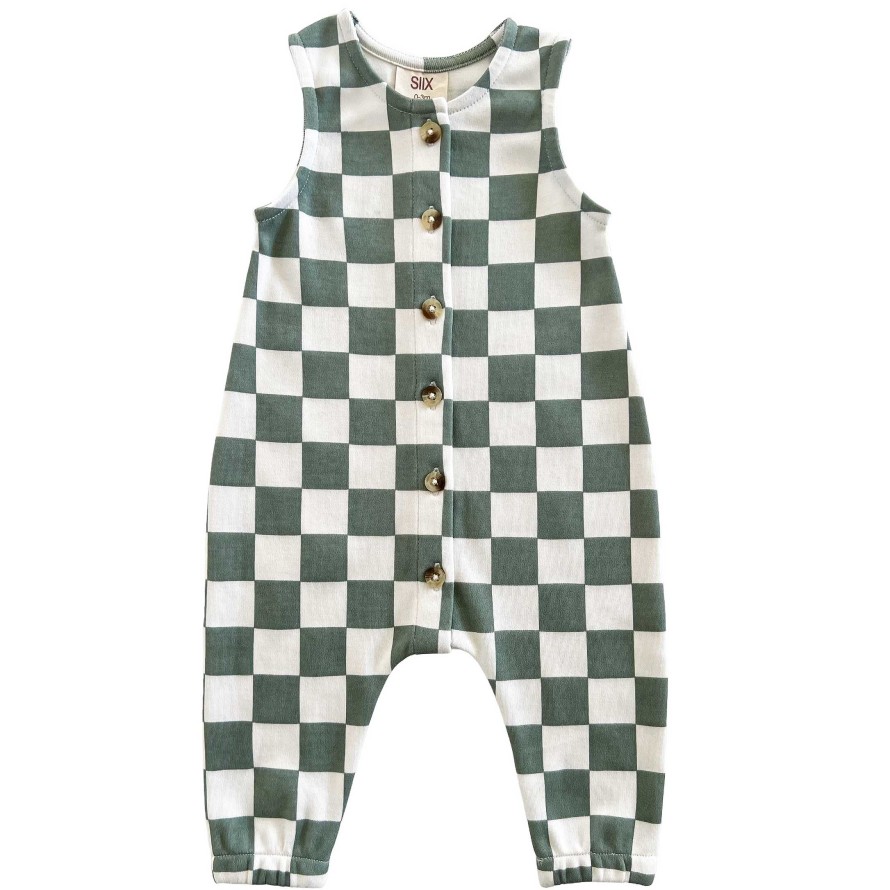 Boy SIIX Collection | Matcha Milkshake Checkerboard / Organic Bay Jumpsuit