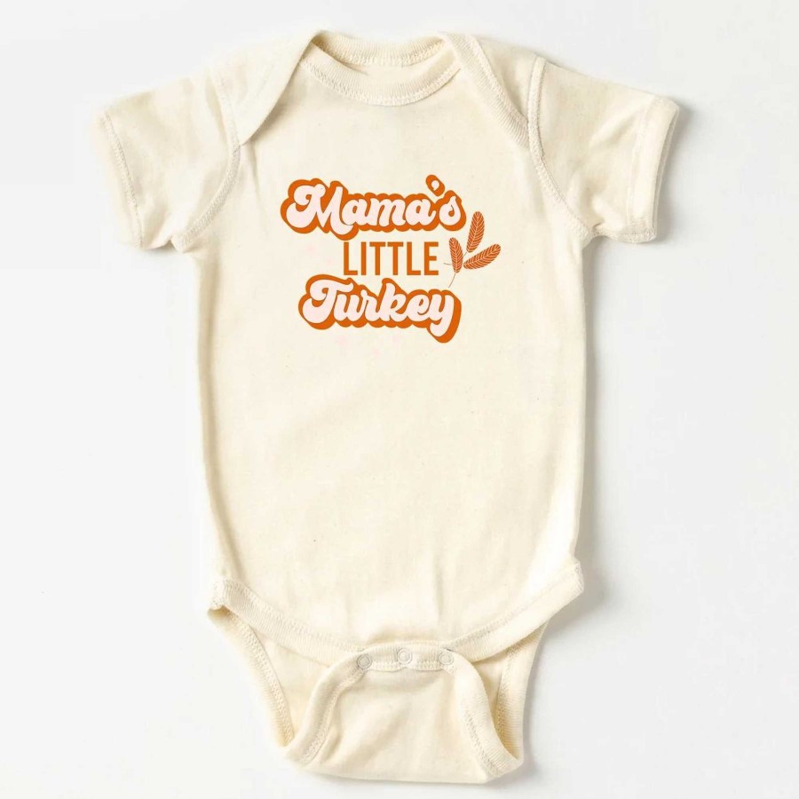 Boy The Juniper Shop | Mama'S Little Turkey Short Sleeve Bodysuit, Cream