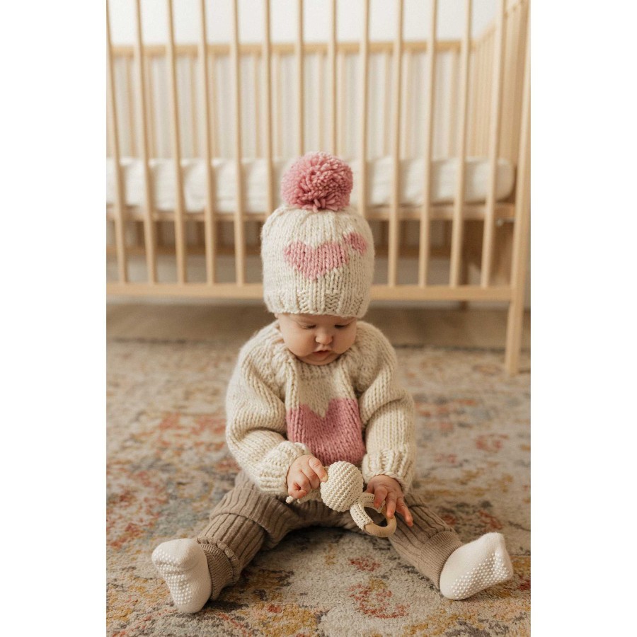 Accessories Huggalugs | Sweetheart Knit Pom Hat, Rosy