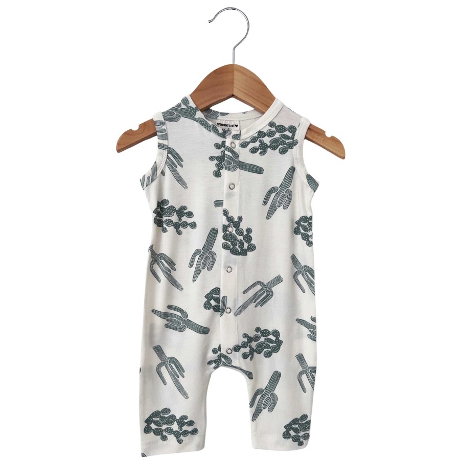 Boy SpearmintLOVE | Easy Romper, Green Cactus