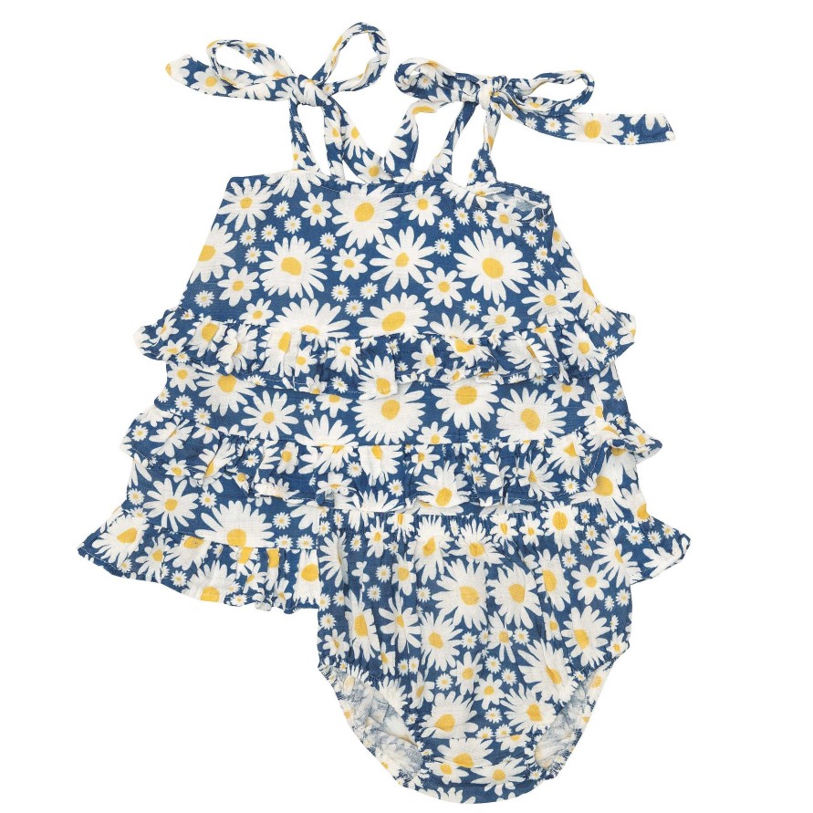 Girl Angel Dear | Tiered Sundress & Bloomer, Daisy Days Blue