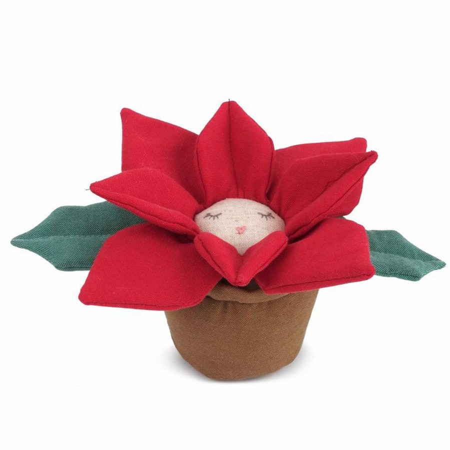 Girl Mon Ami | Pretty Poinsettia Pot Plush Toy, Red