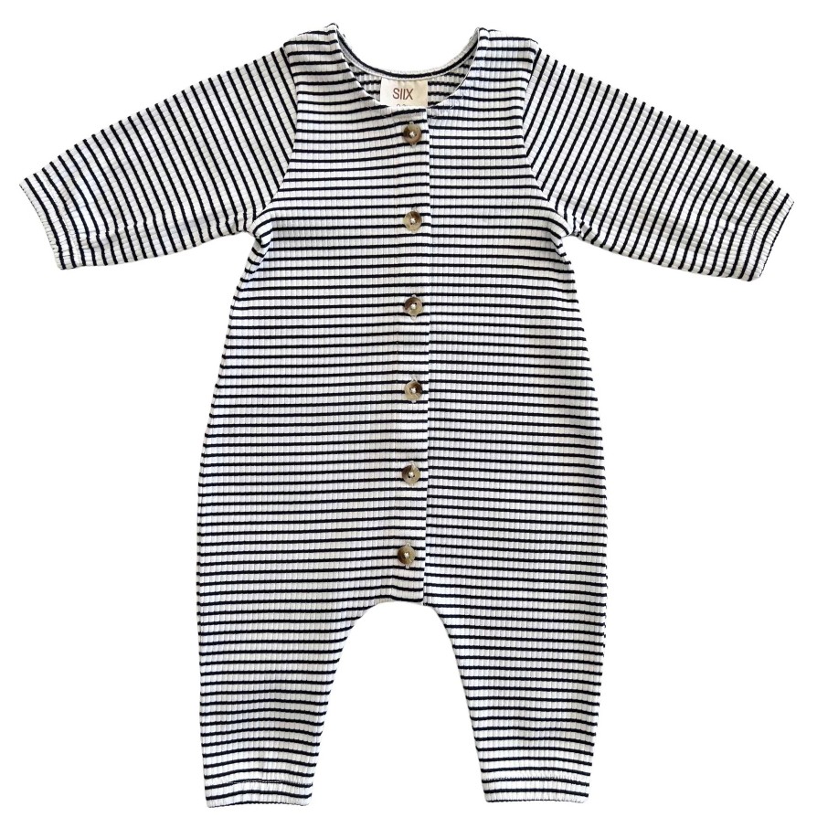 Boy SIIX Collection | Black Stripe / Organic Ribbed Long Sleeve Bay Jumpsuit