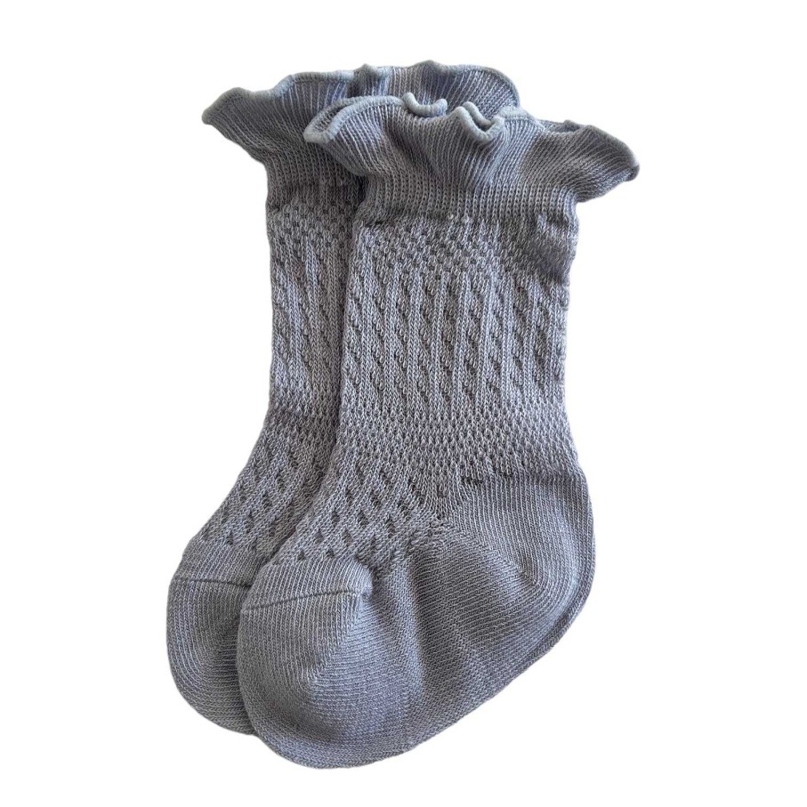 Accessories Sold by SpearmintLOVE | Ruffle Knit Socks, Light Blue