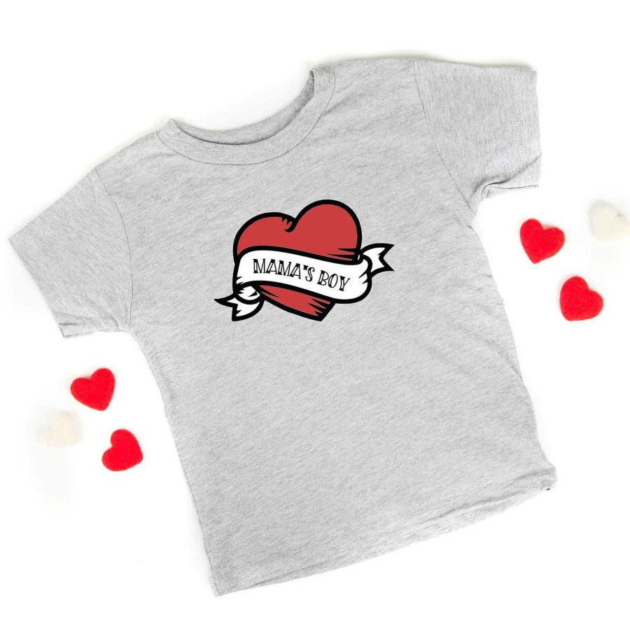 Boy The Juniper Shop | Mama'S Boy Heart Short Sleeve Tee, Heather Grey