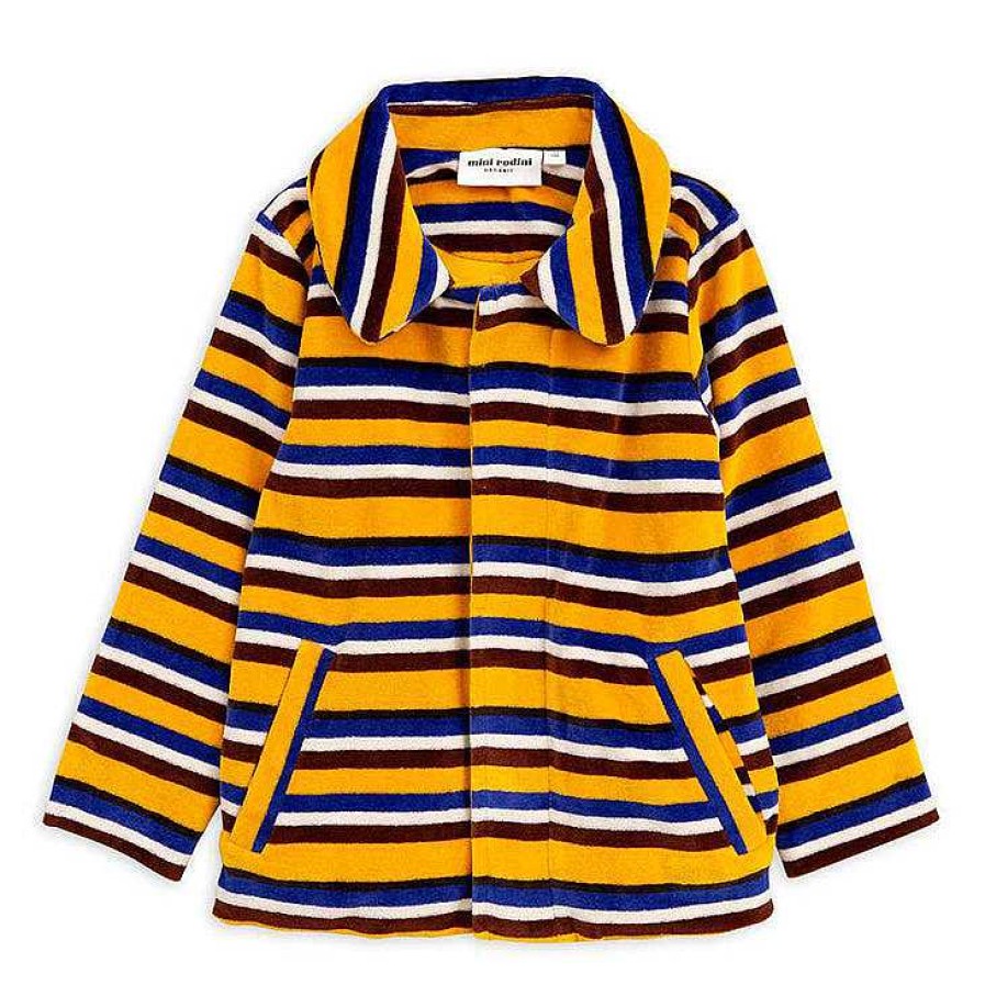 Girl Mini Rodini | Jacket, Velour Stripe