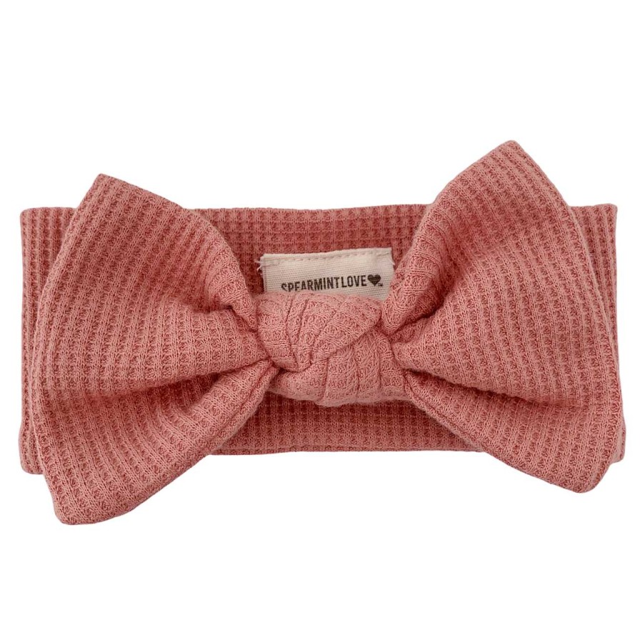 Girl SpearmintLOVE | Organic Waffle Knot Bow, Dusty Rose