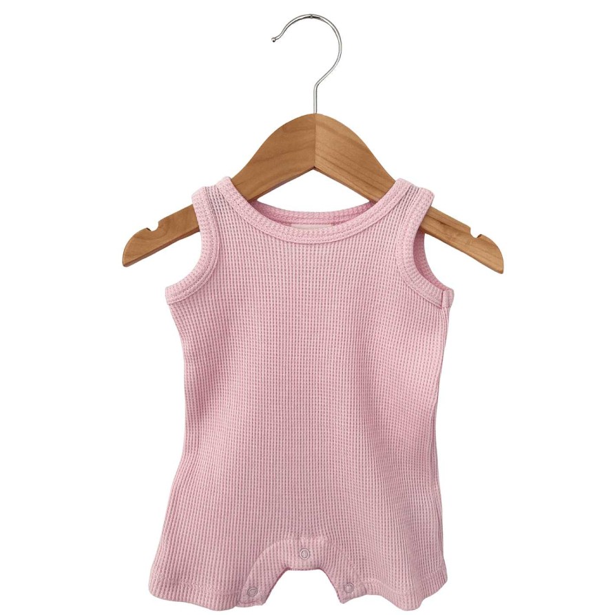 Boy SpearmintLOVE | Organic Waffle Shortie Romper, Blush