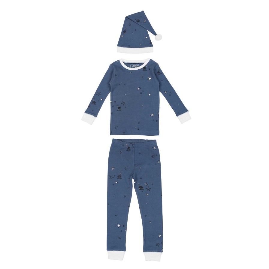 Girl L'ovedbaby | Organic Holiday Lounge & Cap Set, Silent Night