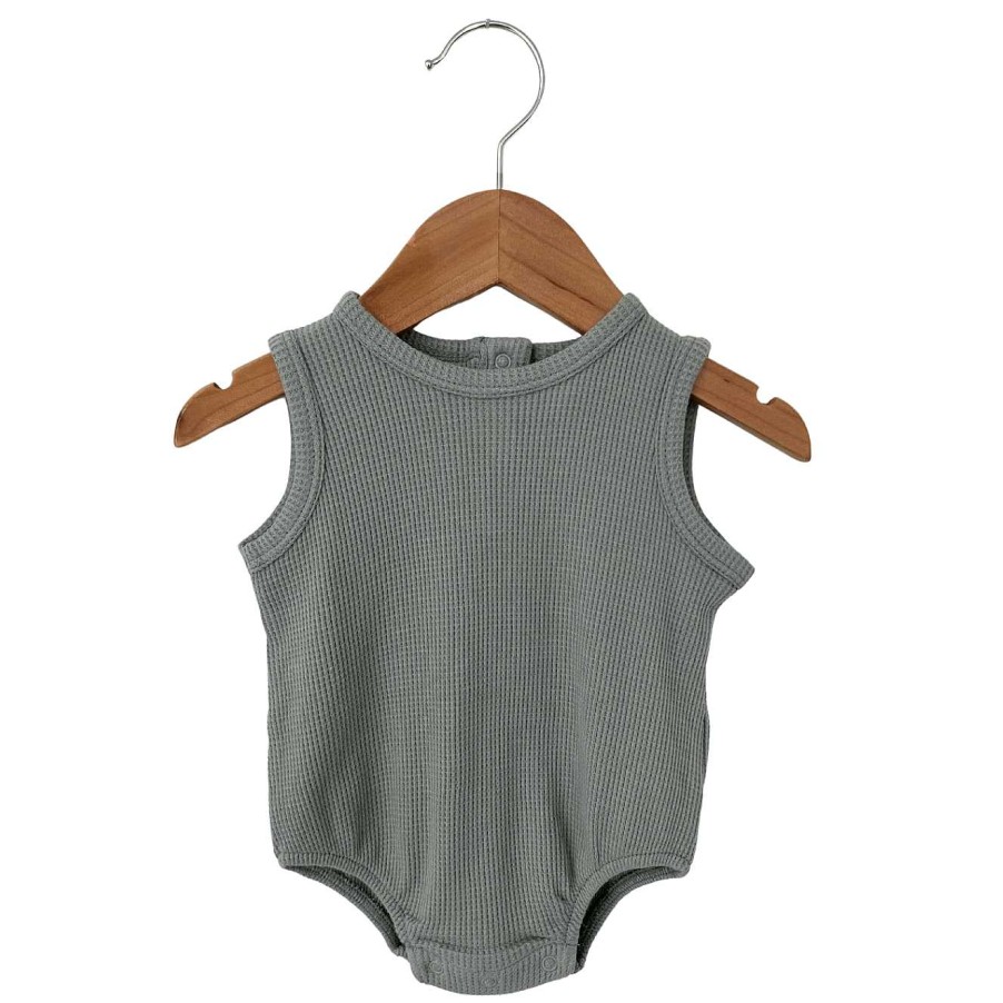 Girl SpearmintLOVE | Organic Waffle Bubble Romper, Mountain Green