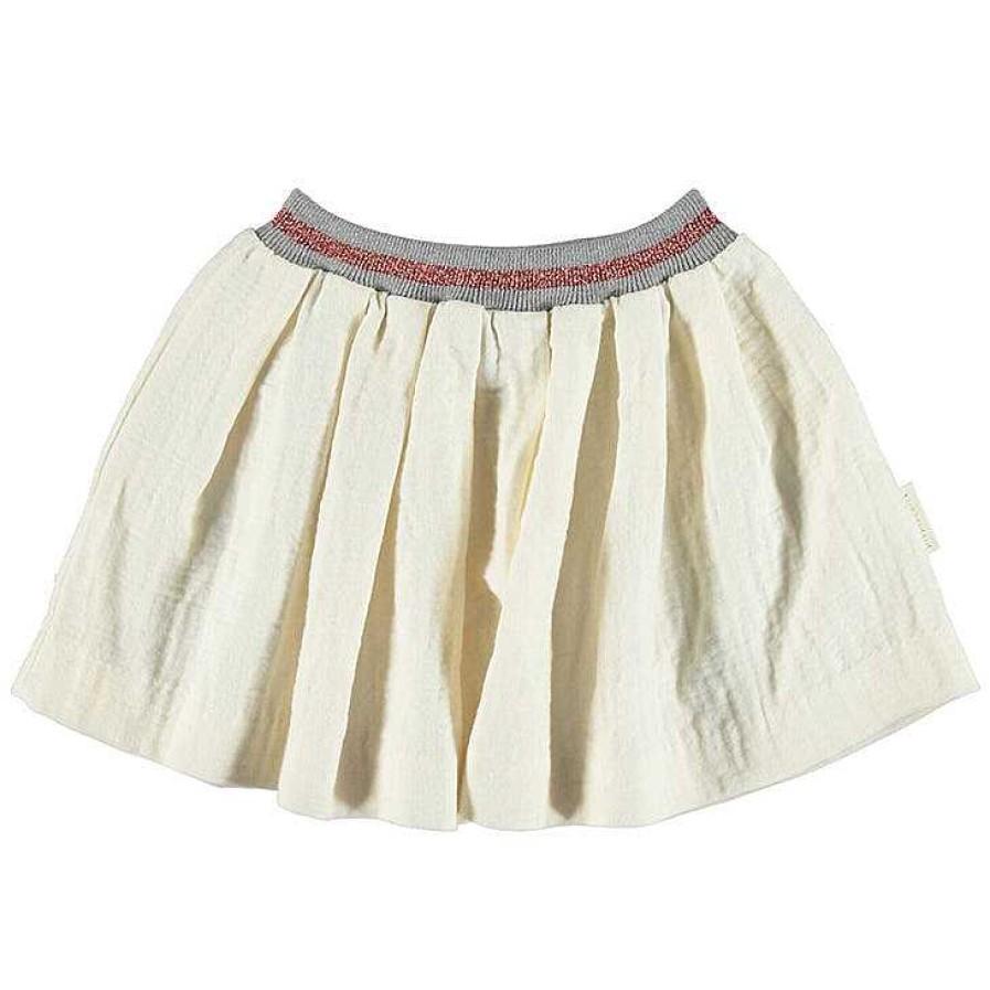 Girl Piupiuchick | Pleated Skirt, Ecru With Lurex Rib