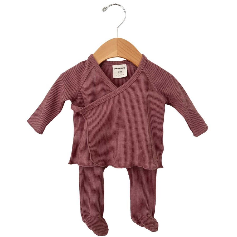 Girl SpearmintLOVE | Organic Waffle Kimono & Pant Set, Winterberry