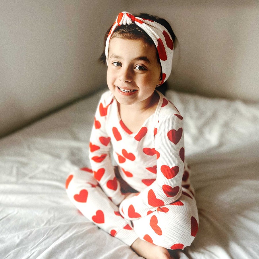 Girl SpearmintLOVE | Organic Waffle 2-Piece Set, Red Heart