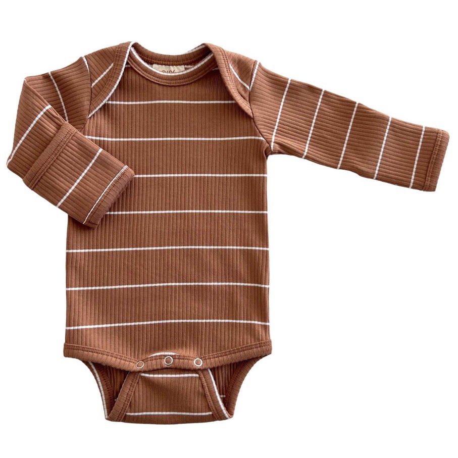 Girl SIIX Collection | Saddle Stripe / Organic Ribbed Long Sleeve Bodysuit