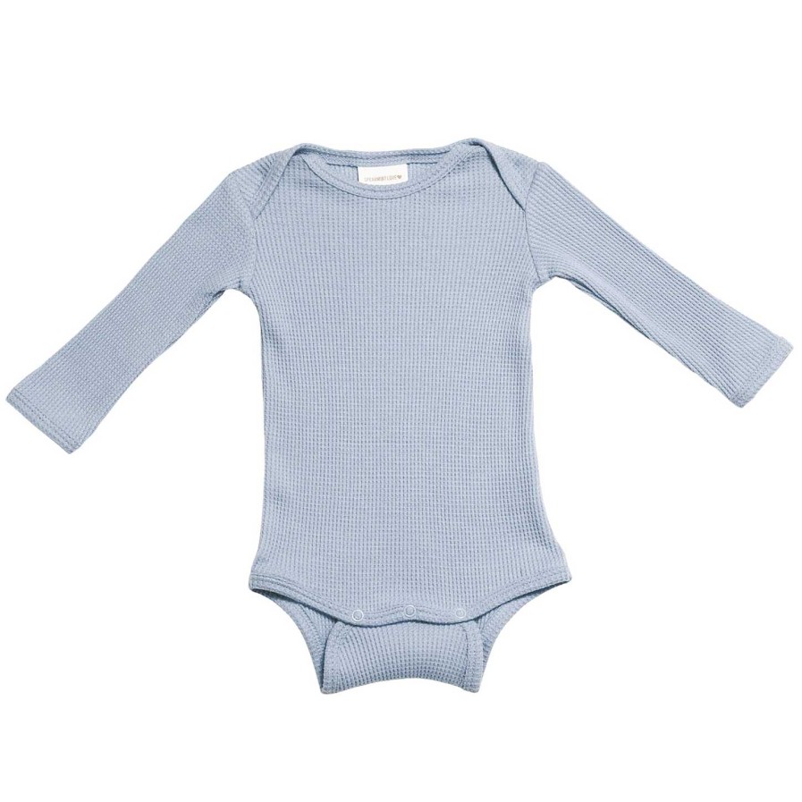 Girl SpearmintLOVE | Organic Waffle Long Sleeve Bodysuit, Baby Blue