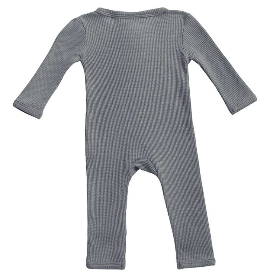 Boy SpearmintLOVE | Organic Waffle Basic Zip Romper, Mountain Green