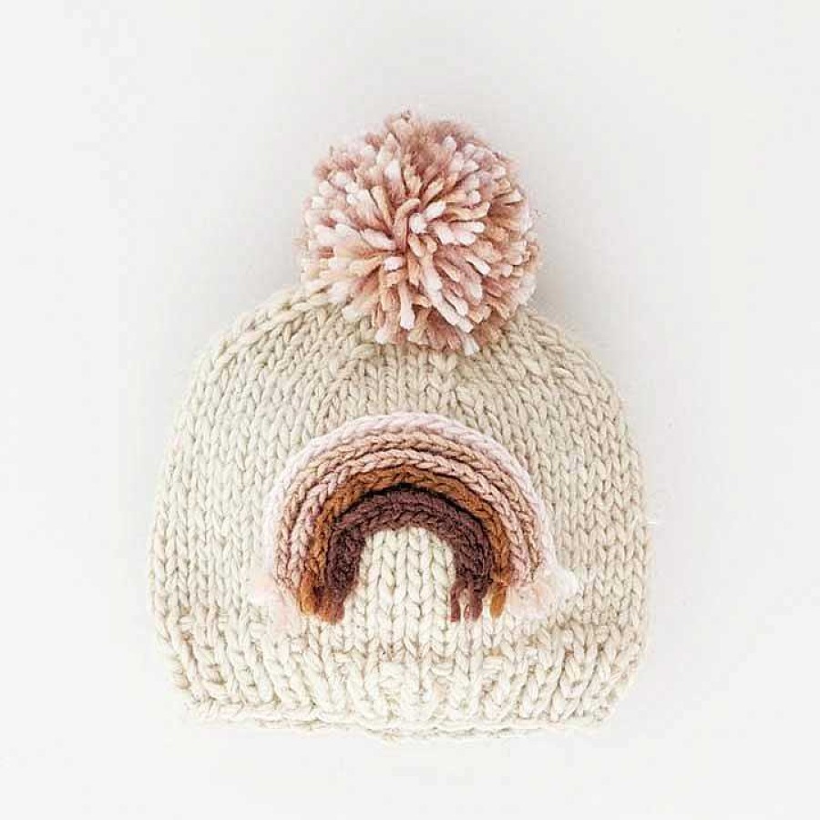 Accessories Huggalugs | Mauve Rainbow Knit Pom Hat