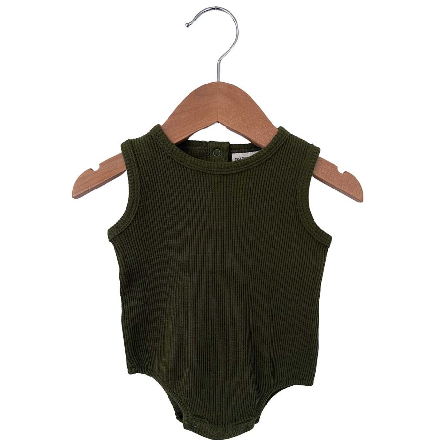 Girl SpearmintLOVE | Organic Waffle Bubble Romper, Forest