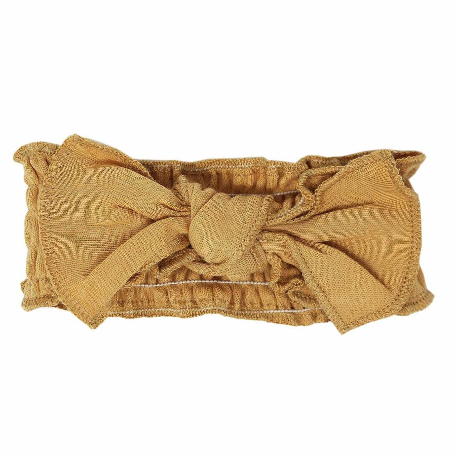 Girl L'ovedbaby | Organic Smocked Tie Headband, Honey