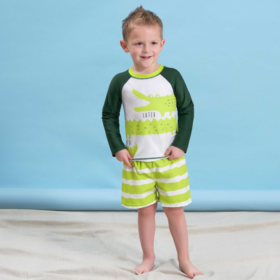 Boy Gerber Childrenswear | Rash Guard & Swim Trunks Set, Later Gator