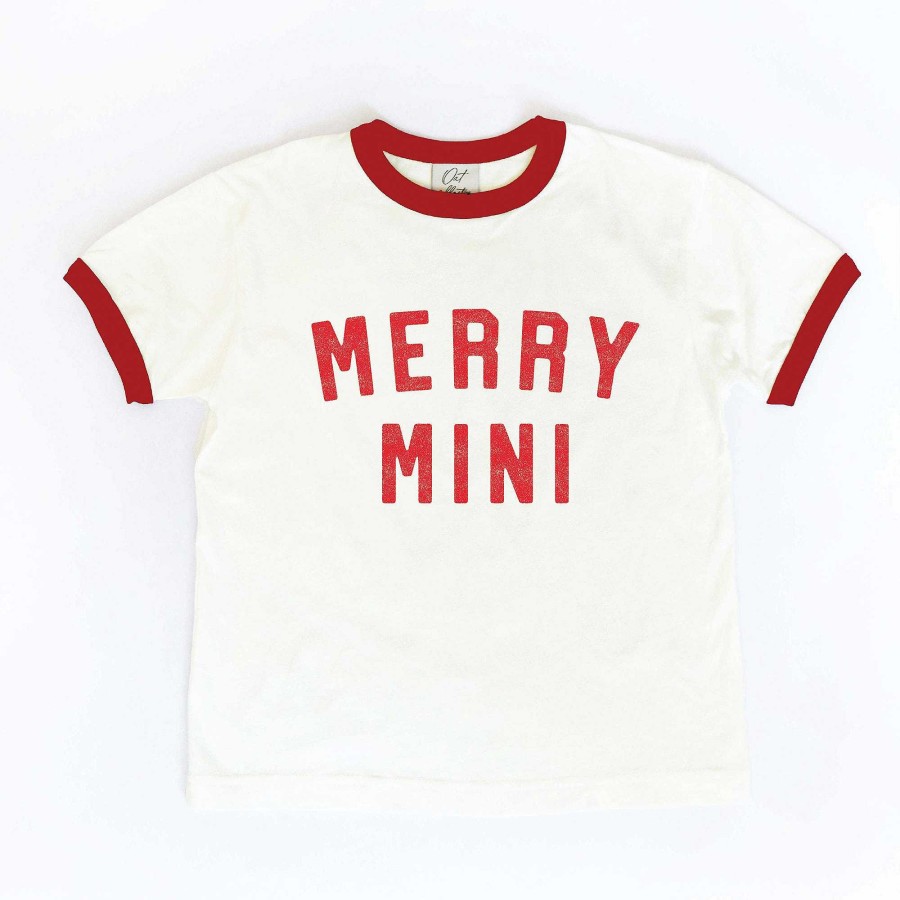 Boy Oat Collective | Merry Mini Toddler Ringer Graphic Tee, Natural/Red