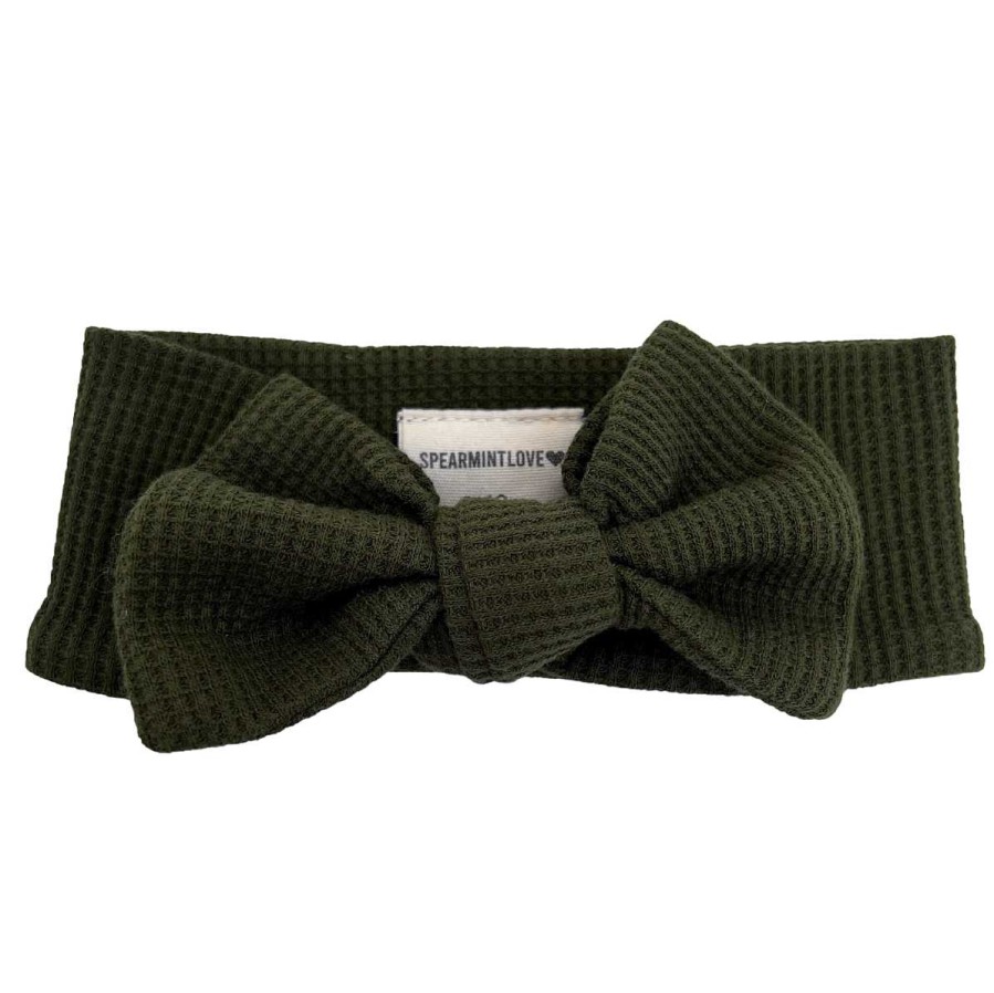 Girl SpearmintLOVE | Organic Waffle Knot Bow, Forest