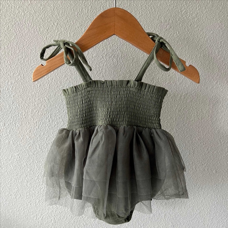 Girl Angel Dear | Muslin Tutu Bubble, Oil Green